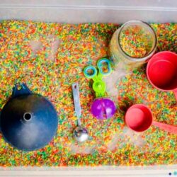 Rainbow Rice Sensory Bin - Busy Toddler