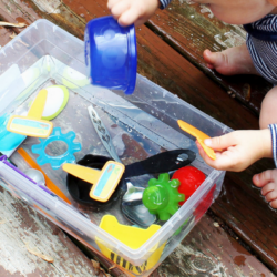 Water Sensory Bin - Biscuits and Grading