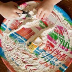 flour sensory play for toddlers