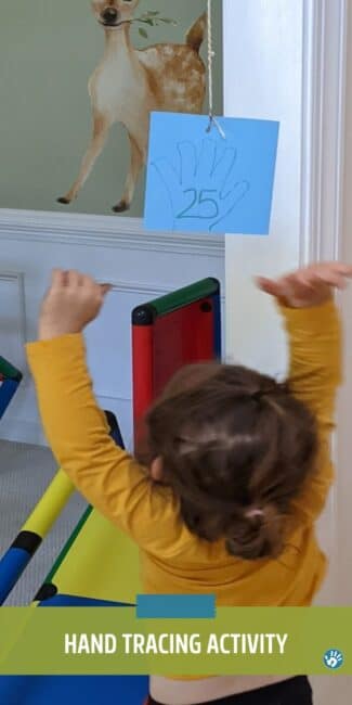 hand tracing high five jumping activity to learn numbers