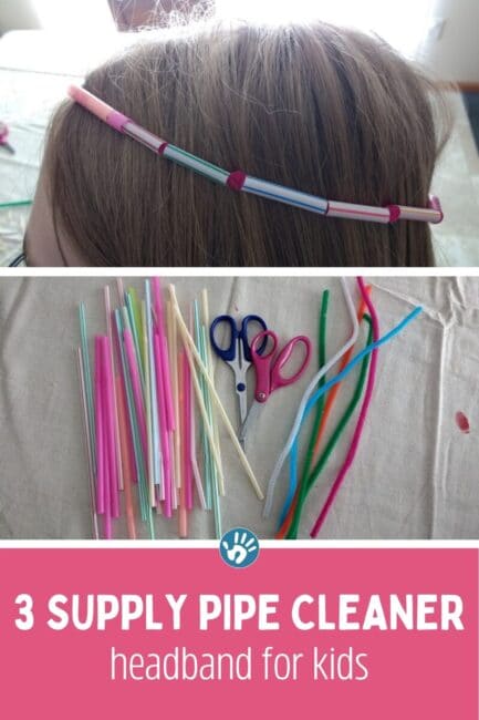 Make your own straw pipe cleaner headband or necklace with only three supplies!