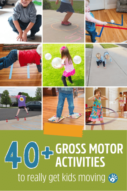 Steal our epic list of over 40 cool and creative gross motor skills activities and games! It's full of easy ways to get your kids moving!