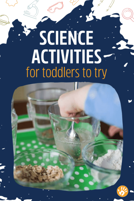 Science activities specifically for toddlers to enjoy at home! Explore, observe, and experiment too with these simple science theme activities using basic household supplies.