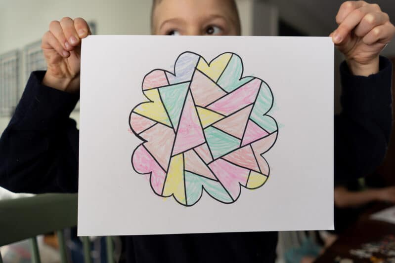 mosaic flower coloring activity