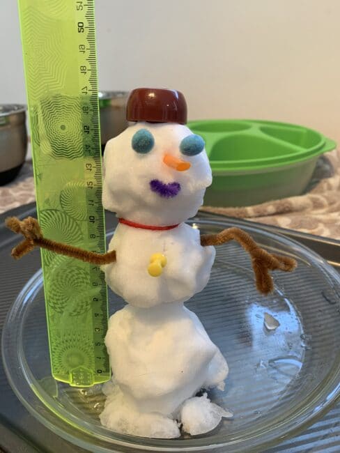 Bring winter inside and add some learning! 

Just build a snowman and measure it as it melts away. So simple. So fun.