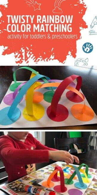 Make a super cute twisted rainbow craft in this easy color matching activity that’s terrific for toddlers and preschoolers to learn at home!