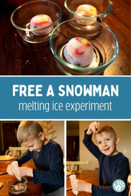 Extract a snowman in pieces and explore the process of melting ice with this fun snowman themed ice melting experiment that is oh so simple!