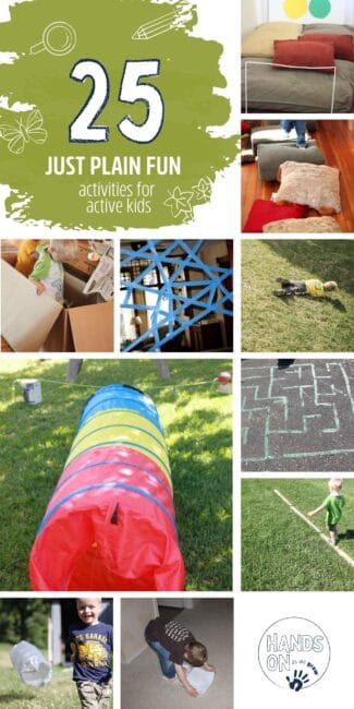 These 25 activities are ones that will get your kids to giggle, the ones that they want to do over and over again. Easy gross motor fun!