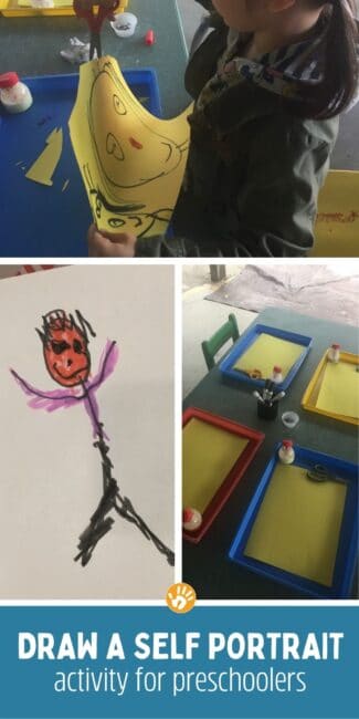 Boost that preschoolers self confidence while they draw a self portrait with this super easy activity you can do at home!