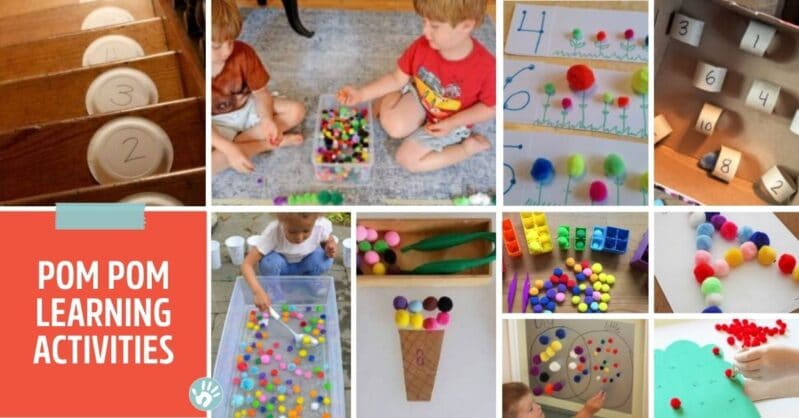Pom poms are always great for arts and crafts, but they are also awesome for sensory play and all kinds of fun learning activities. Just look at this list!