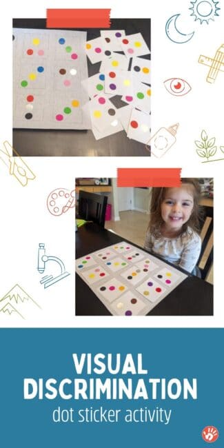 Encourage visual discrimination skills with this super simple dot sticker matching activity that can be used over and over again! Enjoy!