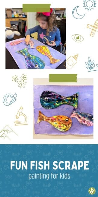 Get creative with this super simple fish art project for kids to try their hand at an easy scrape painting in an ocean theme craft.