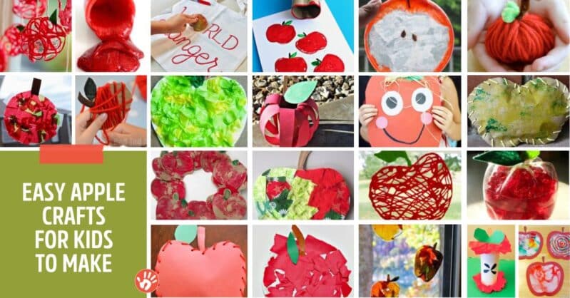 Lots of easy apple crafts for kids to make.