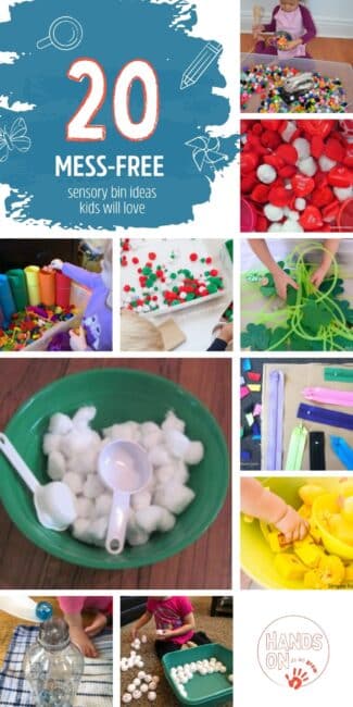 If you love the idea of sensory play but are weary of the mess, look no further! Here are 20 sensory bin ideas that are so fun with no mess!