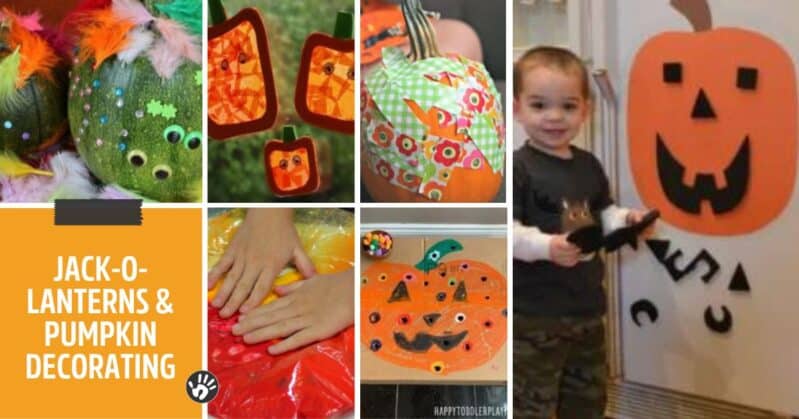 Not-so-scary, but still icky and ooey, Halloween activities for toddlers. Fun monsters, spiders and spider webs, pumpkins, and slimy fun!