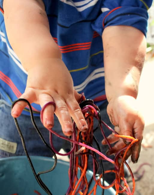 A spaghetti slime sensory activity is perfect for Halloween because it's oh-so-slimy!