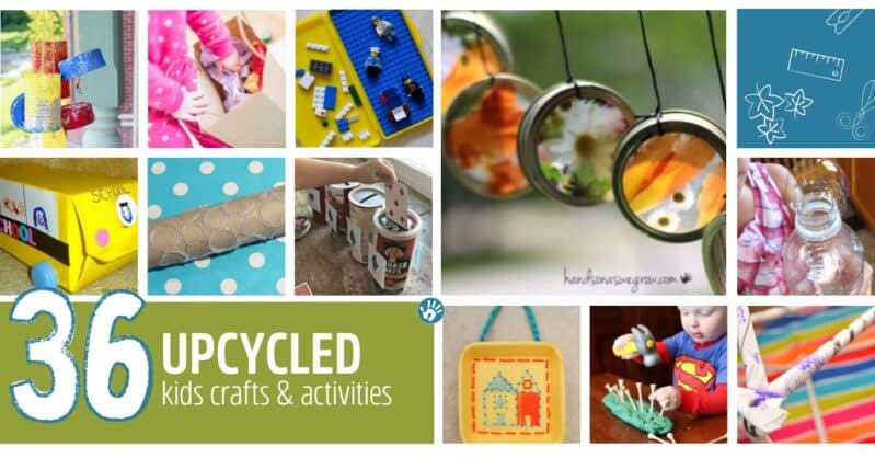 Reduce, reuse and recycle with these 36 creative upcycling ides for upcycled kids crafts and activities! So simple and so fun.