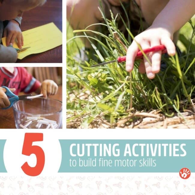 Here are 5 different cutting activities to help build fine motor skills and practice using a scissors. Perfect and fun cutting activities for preschoolers.