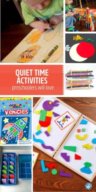18 fun and creative busy play activity ideas for preschoolers to get the most out of quiet time that are easy and quick to DIY at home as your go-to when you just need a minute.