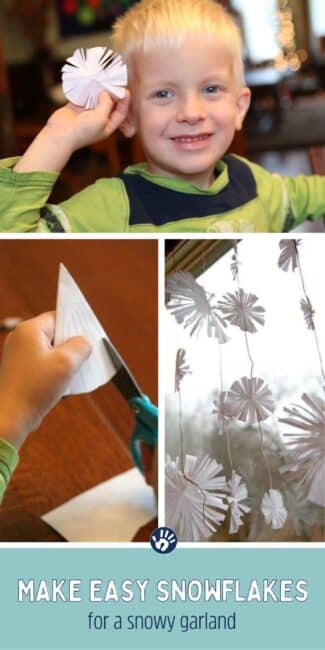 If your kids struggle with cutting snowflakes the tradition way, these are easy snowflakes to make. Still with cutting, but a lot easier!