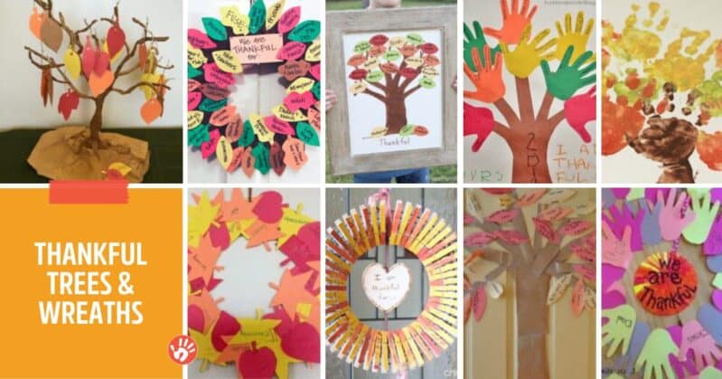 thankful tree and wreath crafts for kids