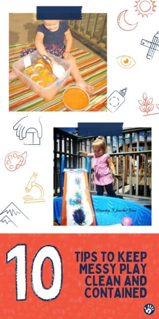 Messy play is often a turn off to doing activities with your kids. These 10 ideas to keep it clean will encourage more messy play activities!