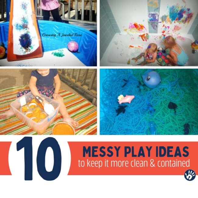 Messy play is often a turn off to doing activities with your kids. These 10 ideas to keep it clean will encourage more messy play activities!