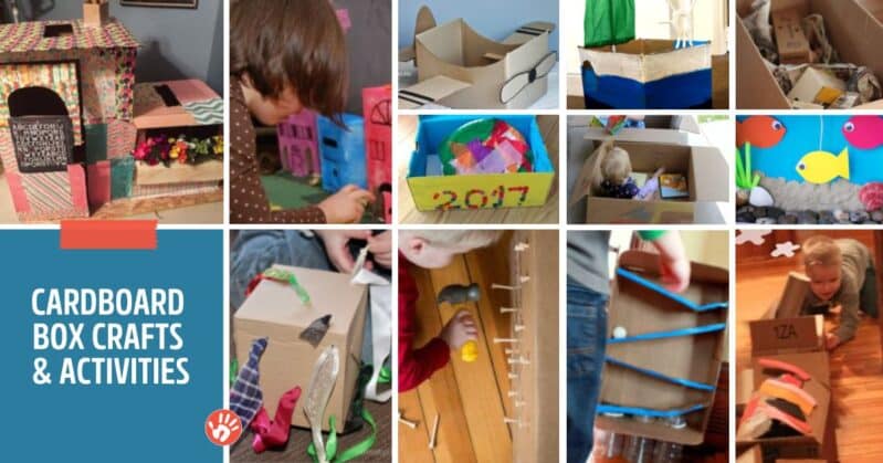 a list of cardboard box crafts and activities