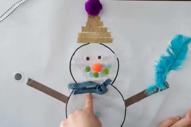 Trace, create, and decorate with this super simple and open-ended snowman project idea using basic craft supplies to allow toddlers and preschoolers to express their own imaginations!