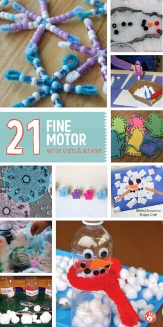 Bring snowy winter fun inside with 21 creative crafts and activities for toddlers and preschoolers that double as fine motor skills practice, too!