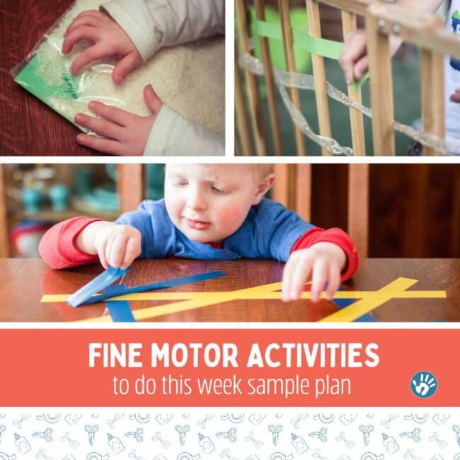 Build fine motor skills at home with this simple 1 week plan of activities that all work on small hand muscles for toddlers and preschoolers using supplies you already have.