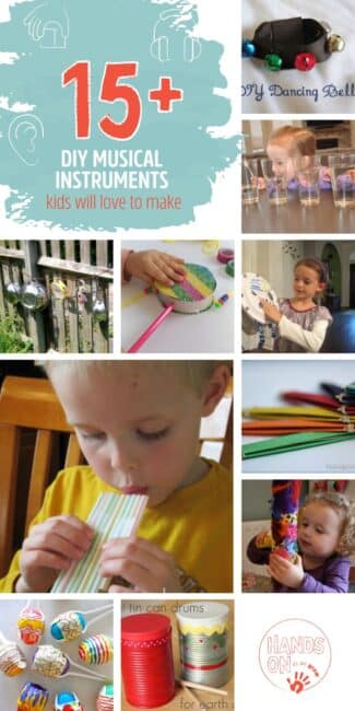 Preschoolers and big kids can make their own DIY musical instruments at home using simple household supplies and recyclables with these easy ideas.