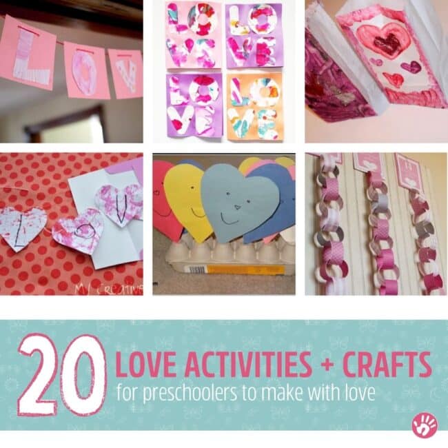 Adorably cute LOVE crafts for kids to make! Crafts that focus on love, the word. Plus, some activities to show preschoolers about love too.