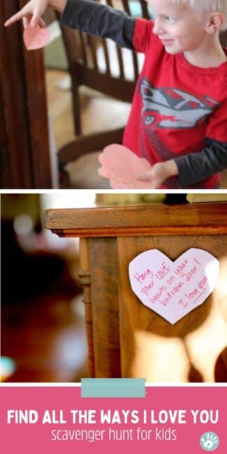 A Valentine's scavenger heart hunt for kids to search and find all the ways you love them. Find a new heart every day until Valentine's Day.