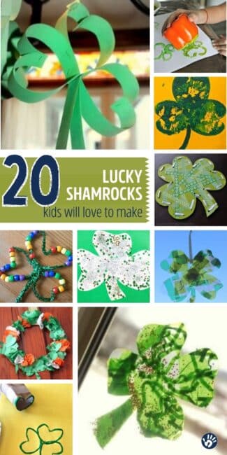 These lucky shamrock crafts are easy for kids to make and all use basic craft supplies along with recycling items. Bonus, they are all simple enough crafts for toddlers and preschoolers to make!