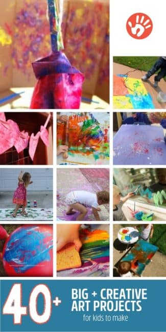 Make fun art projects for kids by making art bigger and with movement. It makes it easier to little ones to do, not to mention so much fun!