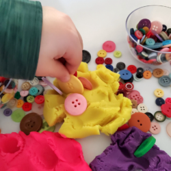 Crafty Morning – Playdough Button Sensory Bin