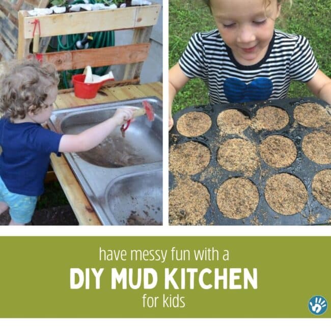 Learn how to build a DIY kids mud kitchen in just one weekend! Your toddler or preschooler will love cooking up mud pies in their own kitchen!