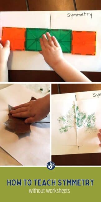 This is a super easy, hands-on preschooler activity for learning symmetry. Explore symmetry in nature and create symmetrical images with blocks and toys!