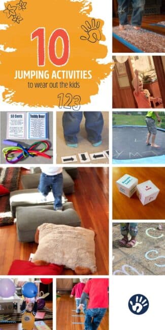 Jumping is so great for getting energy out in toddlers and preschoolers! Try these 10 simple jumping activities at home today!