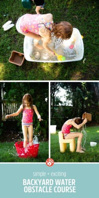 No tools, no hardware, just regular household supplies for this this super simple and fun outdoor water obstacle course you can build for your kids in your own backyard this summer.