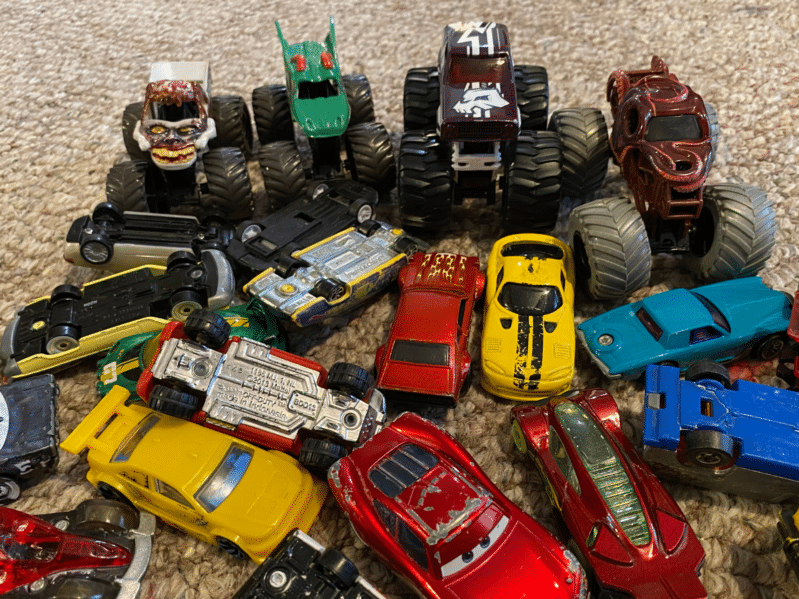 What you'll need to play marbles with toy cars and Monster Trucks