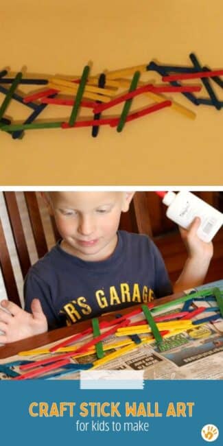 Use colorful craft sticks and school glue for a completely child led arts and crafts project that will leave you with a beautiful abstract wall hanging your toddlers and preschoolers can be proud of!