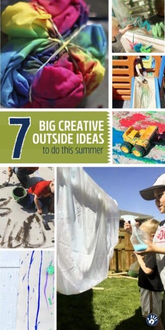 Make amazing memories this summer with your toddlers and preschoolers by trying some of these 7 big art ideas to make outside.