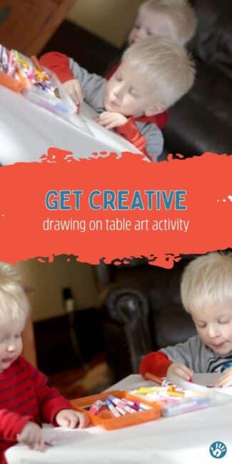 Make drawing and coloring have a new spark of life by drawing somewhere you don’t normally! Do this art activity with little kids on a table, wall, under a table, or outside on a picnic table!