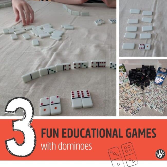 Grab domino tiles and your children and try out 3 fun learning math games at home with these hands on activity ideas using only dominoes!