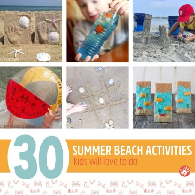 Make beach day fresh and new with a fun list of activities for kids to do at the beach! Plus beach theme snacks and indoor activities in case you get rained in!