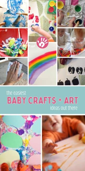 10 super simple and easy sensory art projects for babies using edible paints! Get messy and make memories without having to stress about taste tests using supplies you already have.
