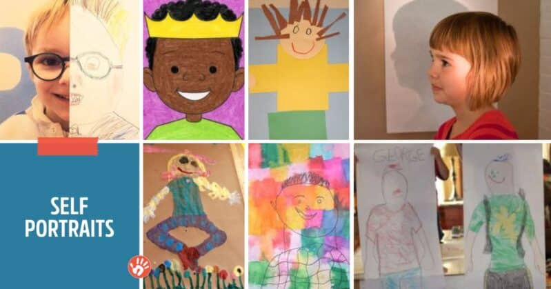 Self Portraits Art Projects for Back to School theme activities for kids to do at home or in the classroom.