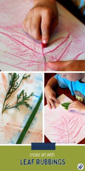 Create leaf rubbing art! Enhance leaf rubbings by adding in a learning twist that encourages preschoolers to match their leaf rubbings.